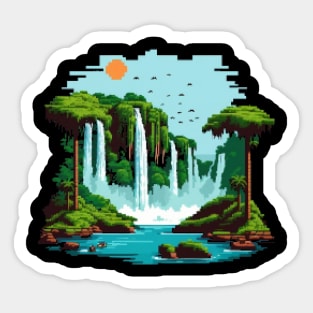 Iguazu Falls Pixel Art Sticker